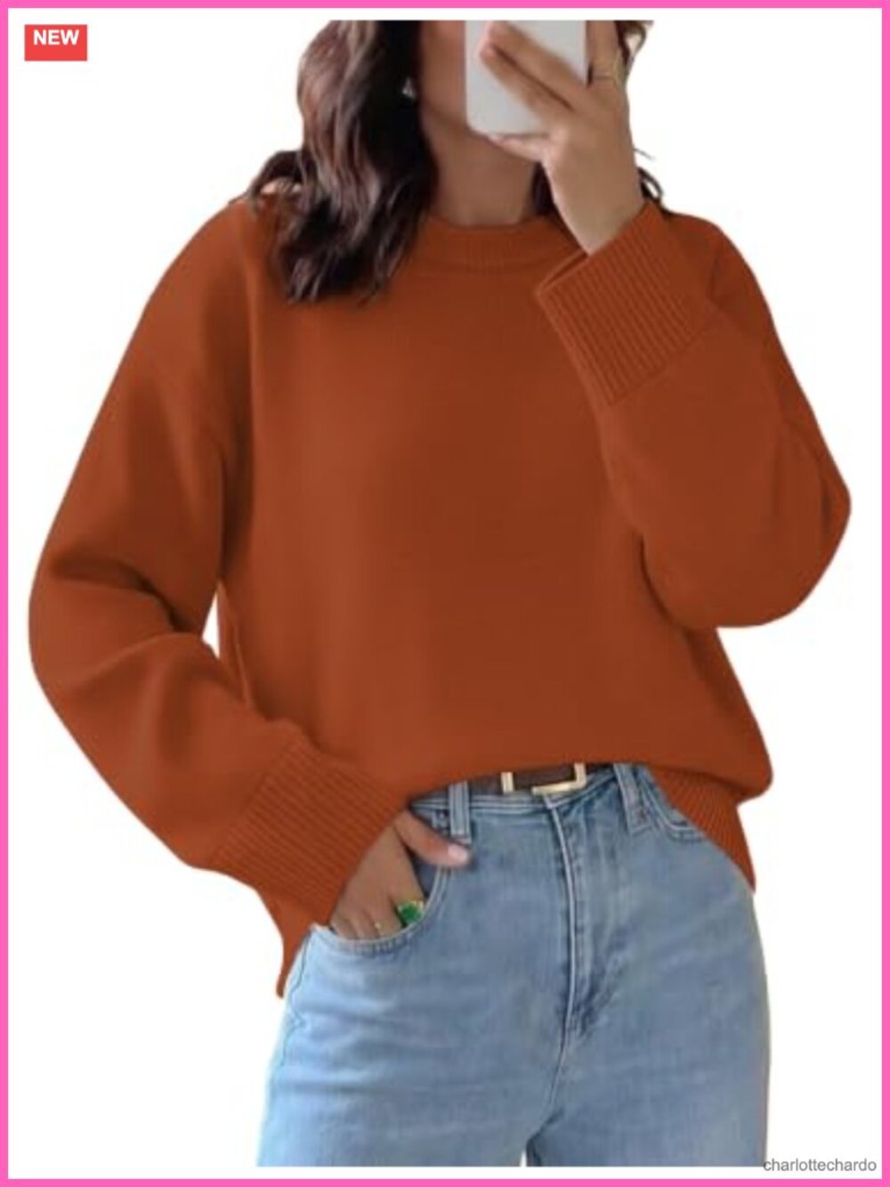 Women's Crew Neck Long Sleeve Fall Sweater with Buttery Soft Ribbed Knit